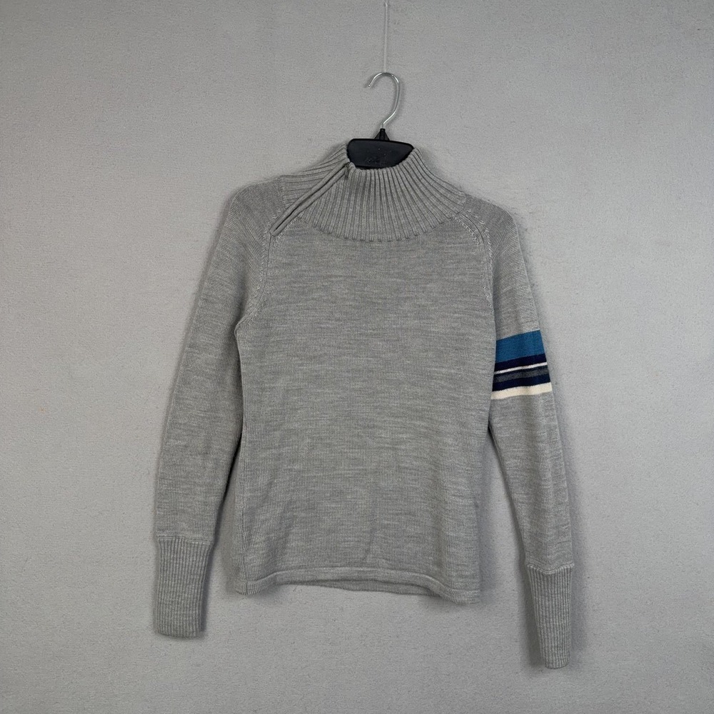 SmartWool Sweater Pullover Womens Small Gray 1/4 Zip Mock Neck Merino Knit